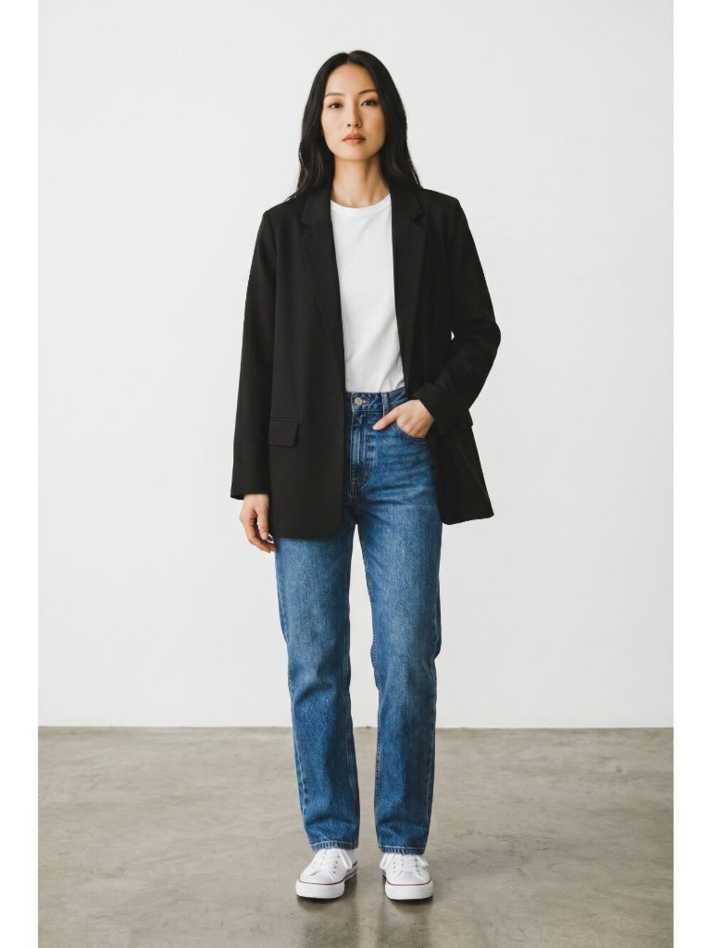 AllSaints Aleida Jersey Blazer Womens 2 Black Modal Open-front Jacket WT109V - Picture 2 of 10